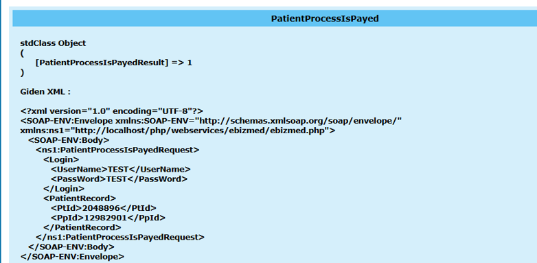 PatientProcessIsPayed (Ödendi / Ödenmedi) kontrolünü sağlayan method